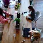 Women working in a coworking office space